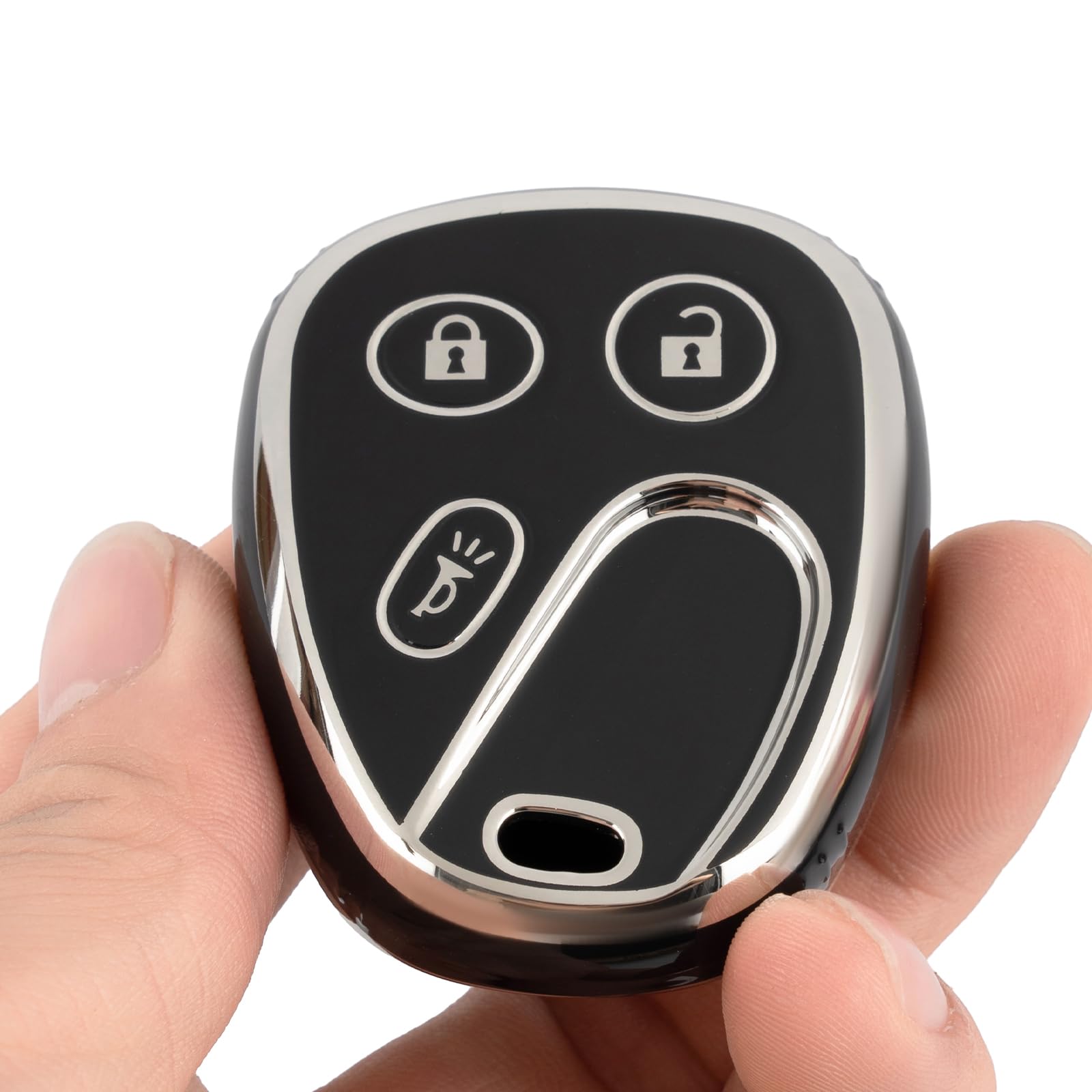 CHATYYD for Chevy Key Fob Cover, Soft TPU Car Key Cover Compatible with 2002-2007 Chevy Silverado Avalanche Suburban Trailblazer