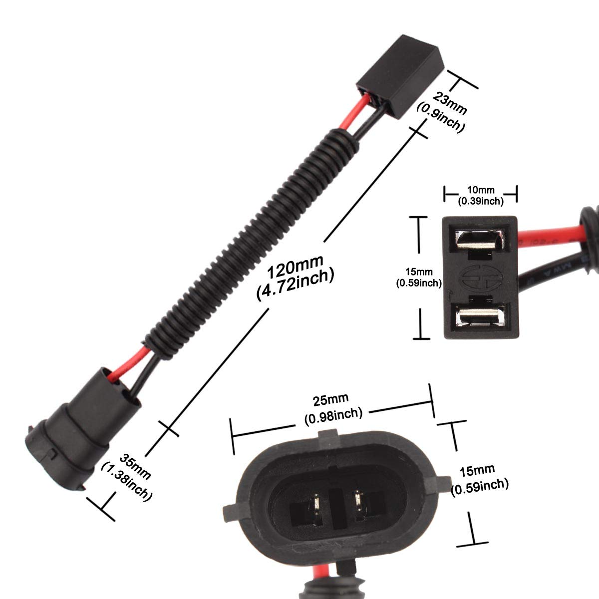 Tomall H11 To H7 Light Blub Retrofit Wiring Harness Connector Socket Adapter 12Cm(5Inch)