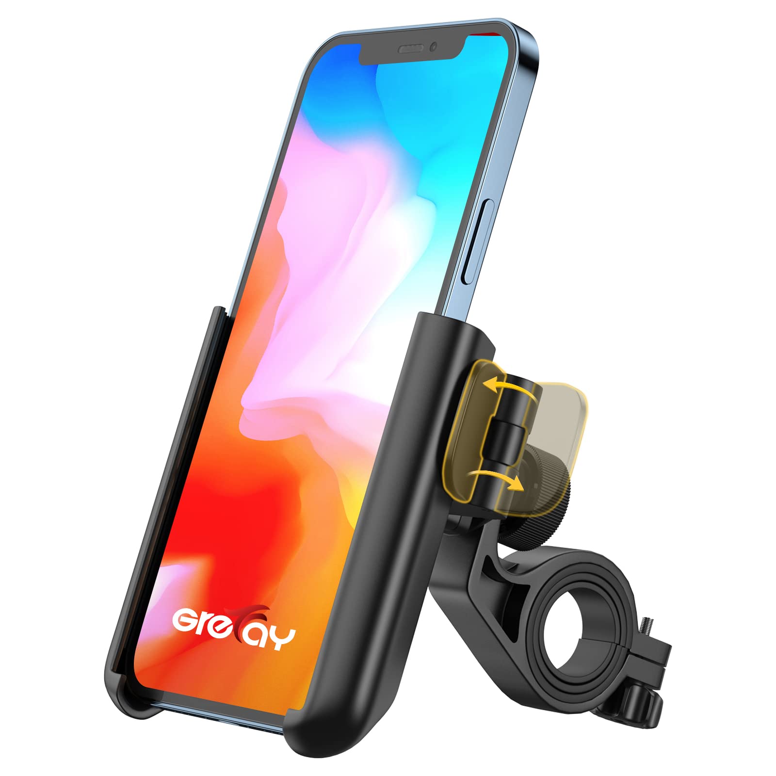 Grefay Bike Phone Mount Universal Motorcycle Handlebar Phone Holder ?1S Quick Release? Anti Shake Bicycle Phone Clamp for Road B