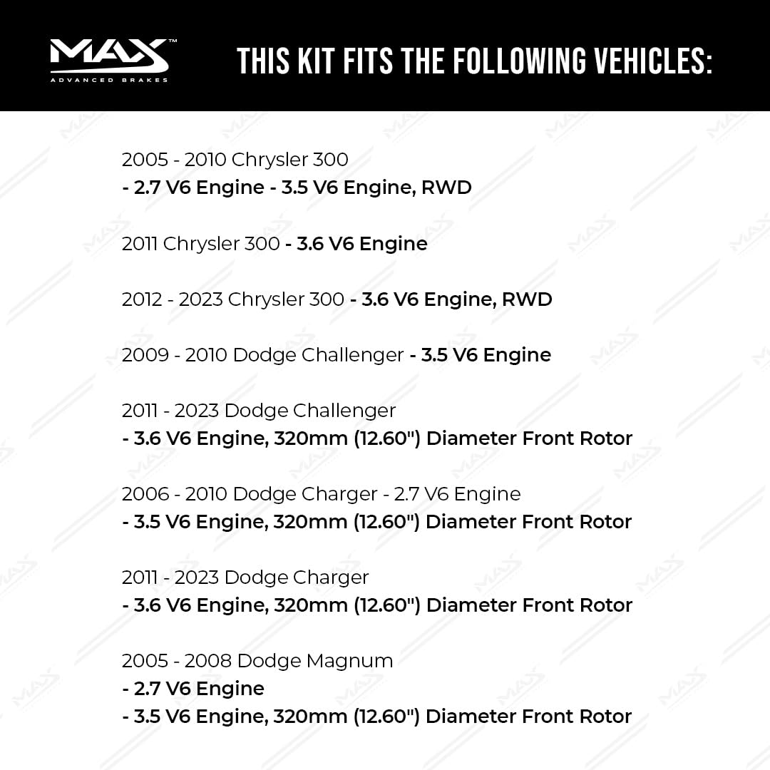 Max Advanced Brakes Front Brake Kit Compatible With 2006-2023 Dodge Charger Challenger Compatible With Chrysler 300 V6 Replaceme