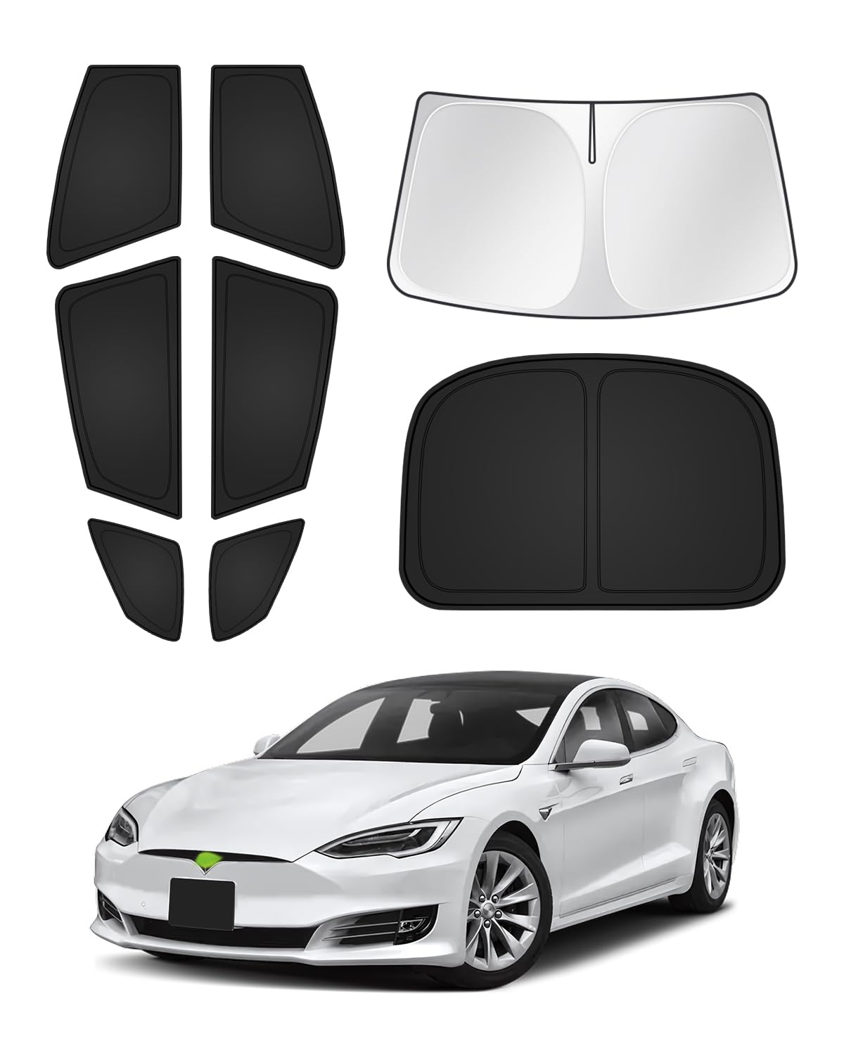 Canvcle Sunshades For Tesla Model S 2012-2024 2025 (Not For Model S Plaid/Long Range) Windshield Sun Shade Side Rear Window Shad