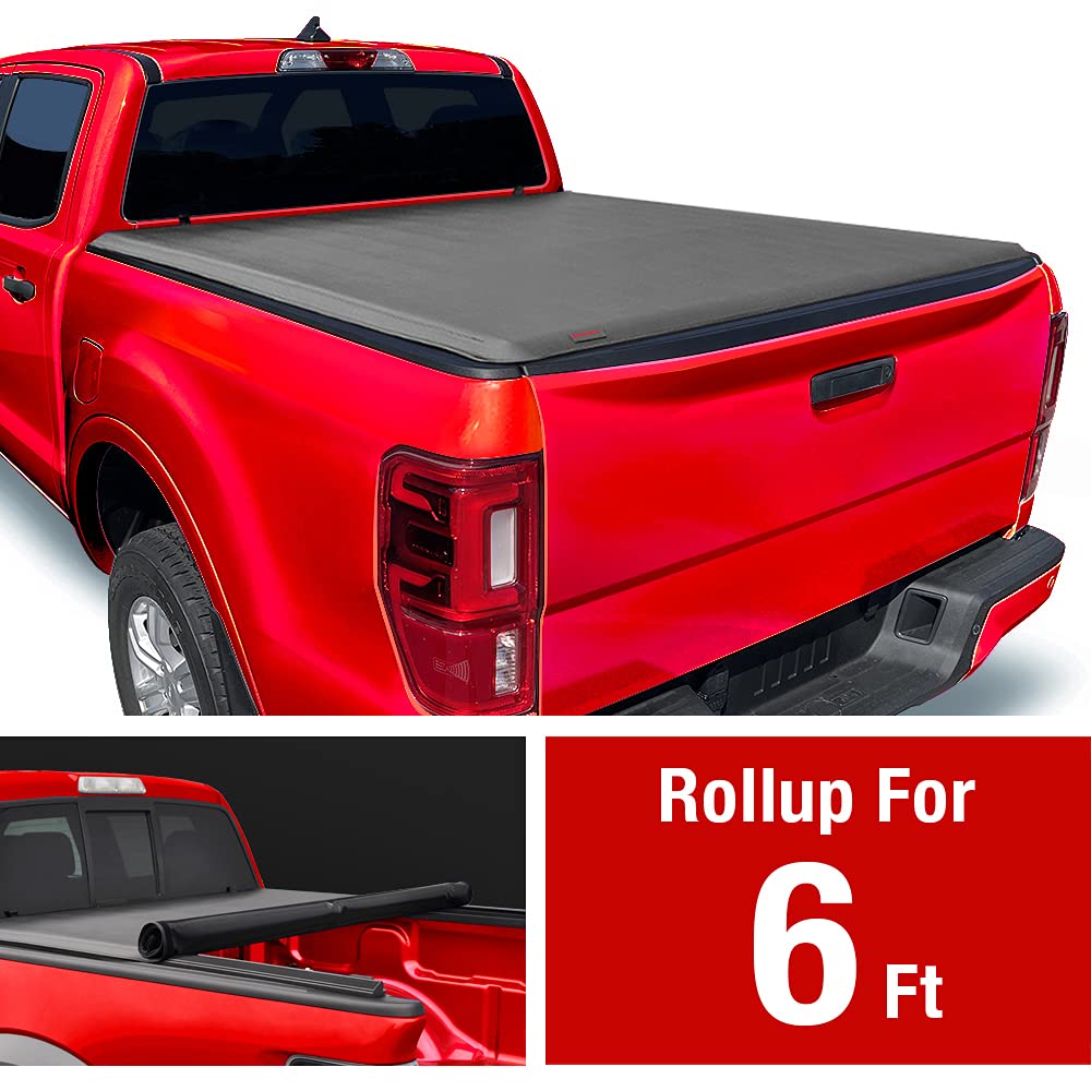 Maxmate Soft Roll-Up Truck Bed Tonneau Cover Compatible With 1982-2013 Ford Ranger; 1994-2010 Mazda B-Series | Fleetside 6' (73') Bed | Tcf169025