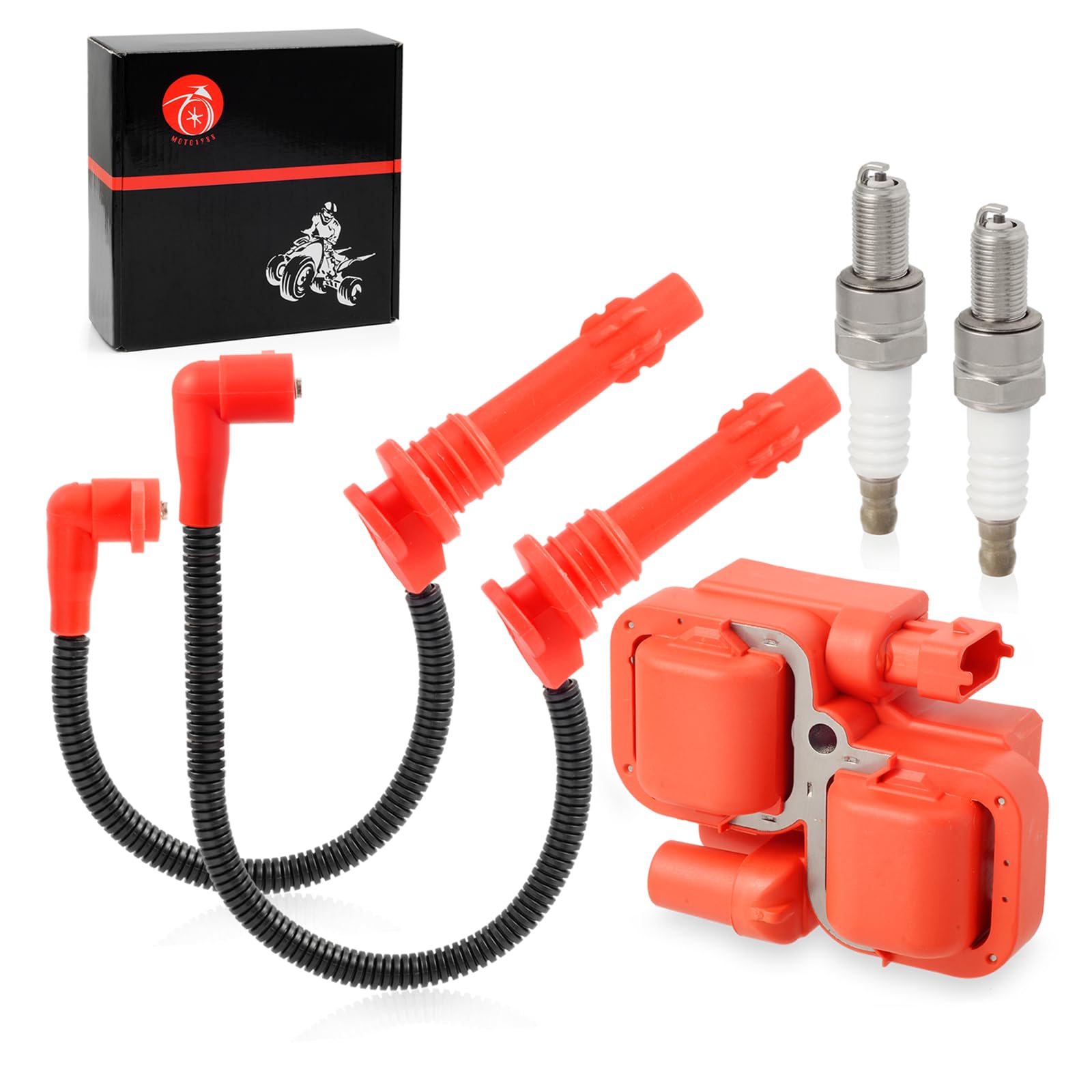 Moto1988 Ignition coil & Spark plug & Wire Cap for Polaris RZR XP 4 S 900 1000 RS1 Turbo 2014-2023 4014296 4014295 4017695 40176