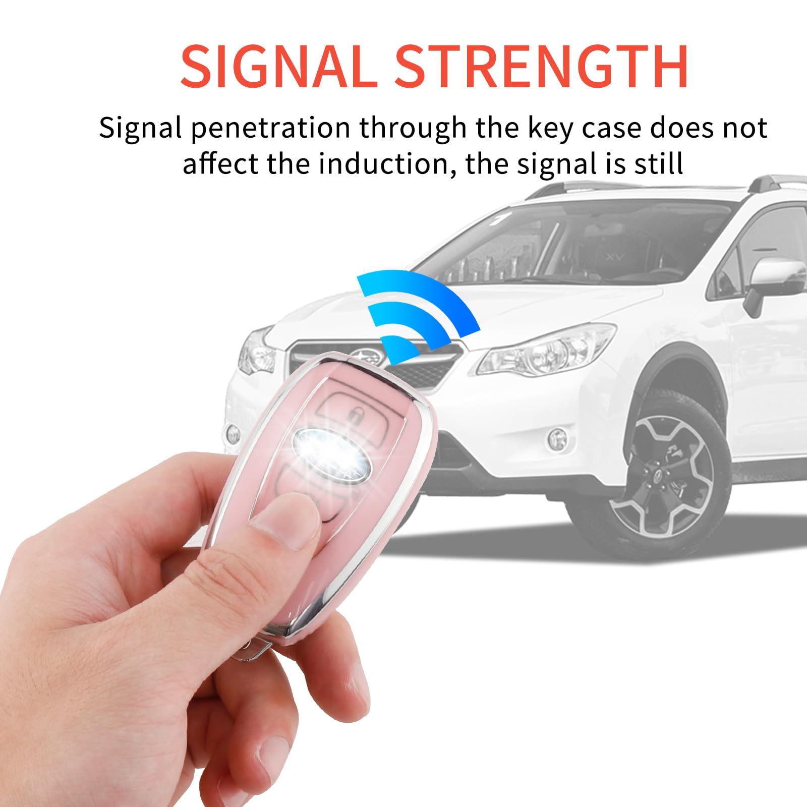 Pangpai Pink Key Fob Cover for Subaru, Soft TPU Key Case Protection with Bling Keychain Fit for Ascent BRZ Crosstrek Forester Im