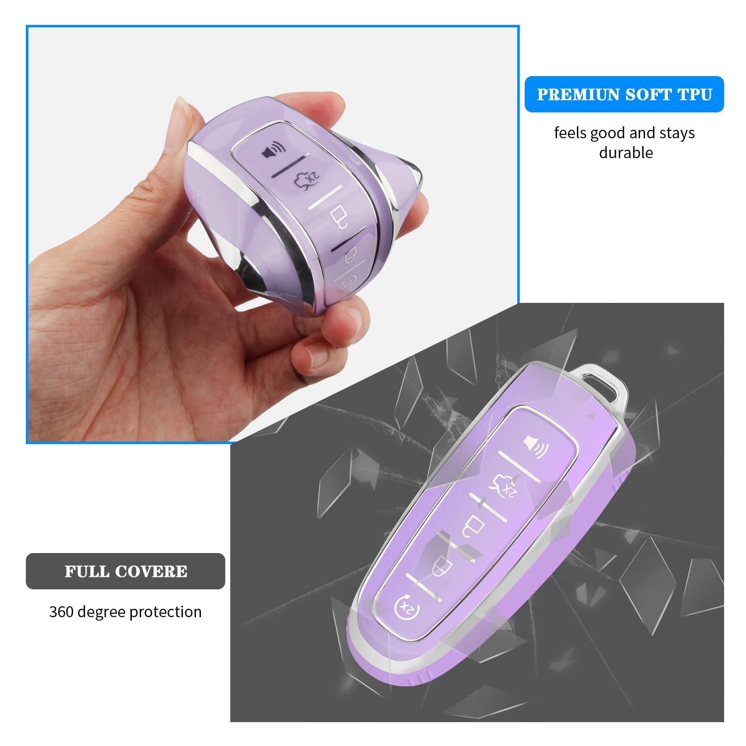 Qbuc For Ford Key Fob Cover,Tpu Car Key Case Protector With Keychain Compatible With Ford C-Max Edge Escape Expedition Explorer