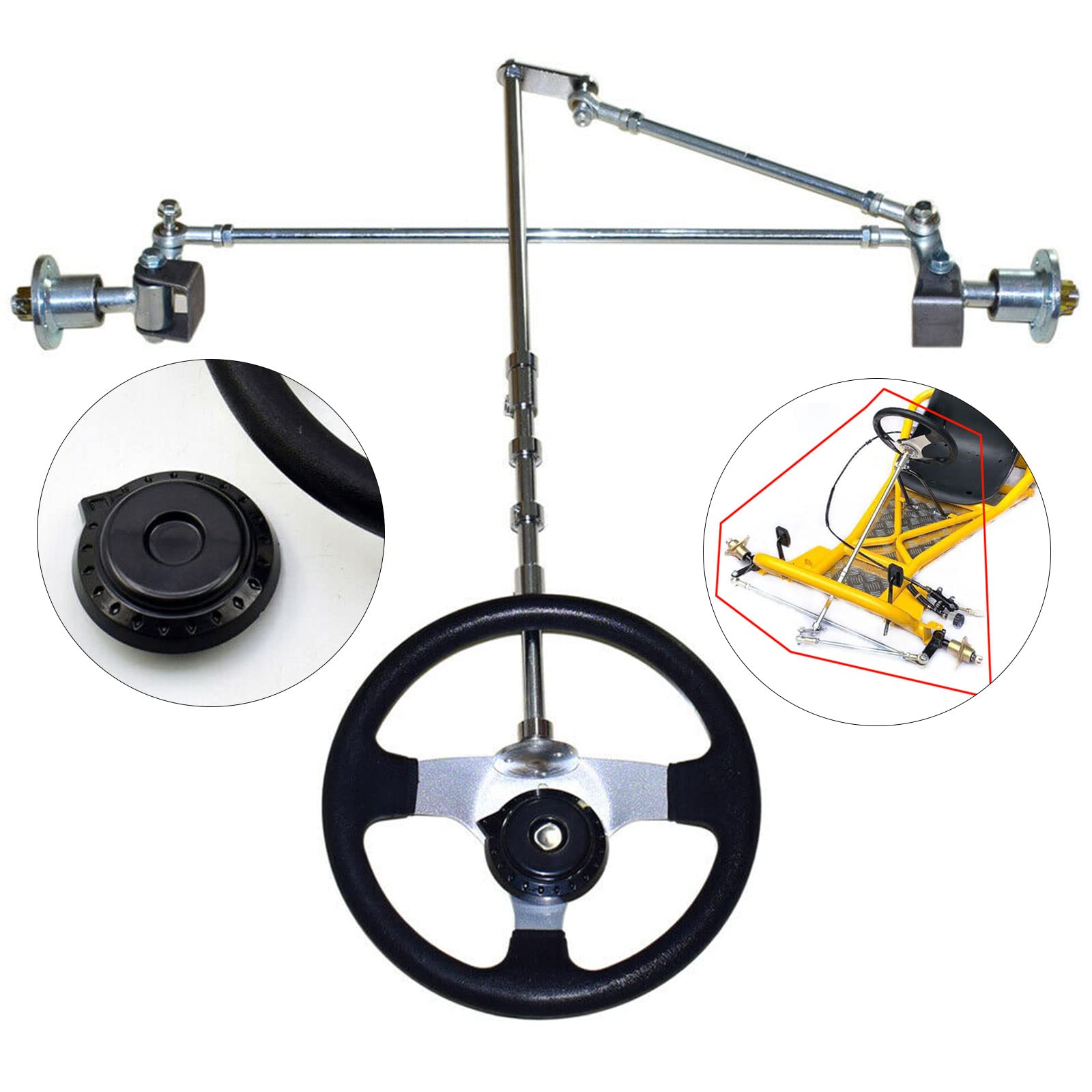 Chunille Front Axle Kit Front Steering Assy Tie Rod Wheels Go Kart Drift Ball Joint For 168Cc Atv Quad Go Kart Cart