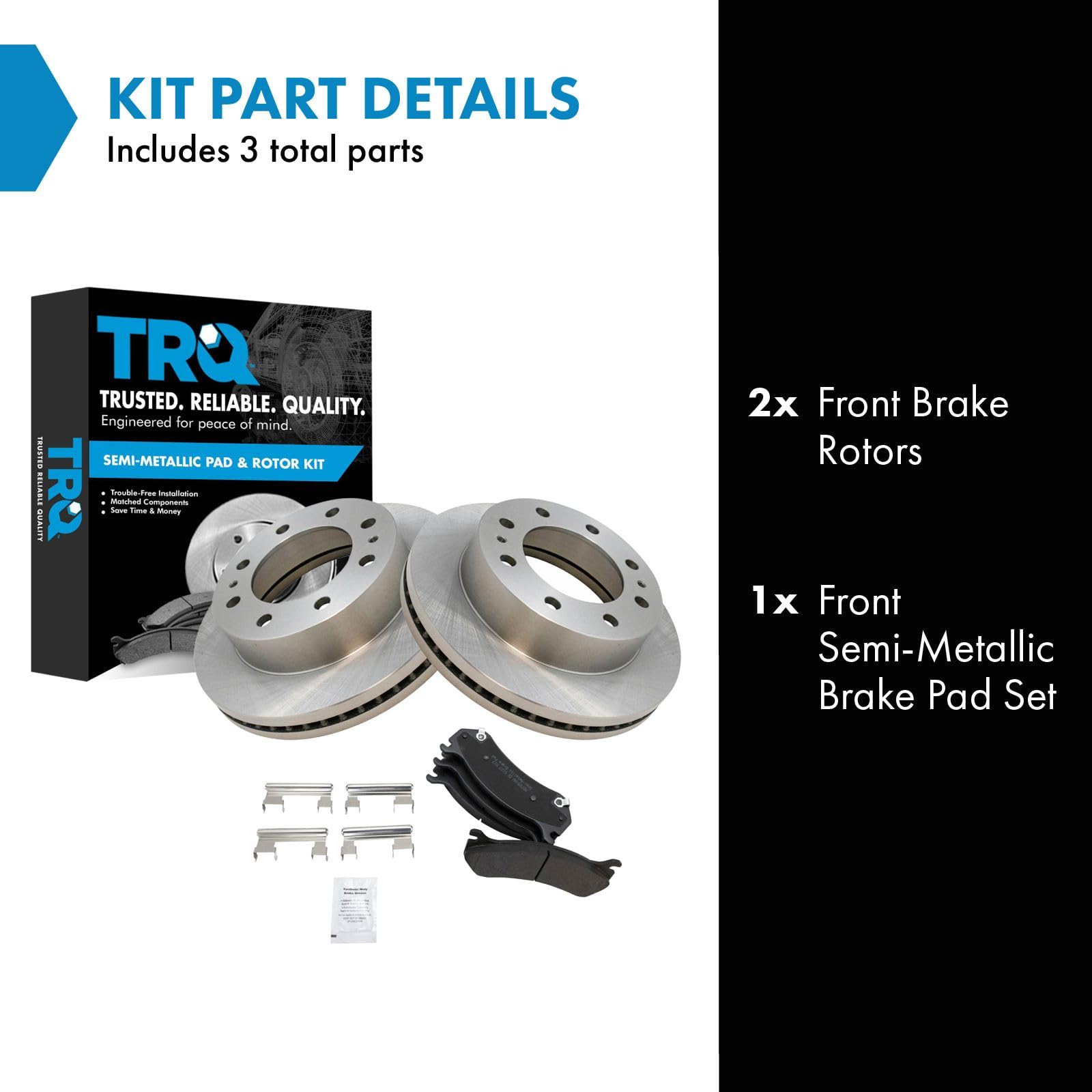 Trq Front Brake Pad & Rotor Kit Brake Pads Brake Rotor Semi-Metallic Compatible With 2008 Gmc Savana 2500