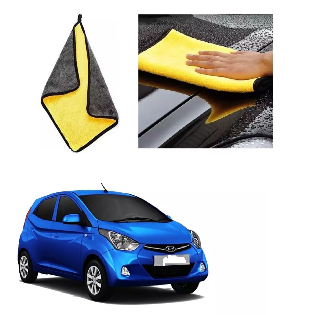 Car Cleaning and DetailingDual Sided Microfiber Cloth 600 GSM 40cm x 40cm (Pack of 2) Suitable for Eon