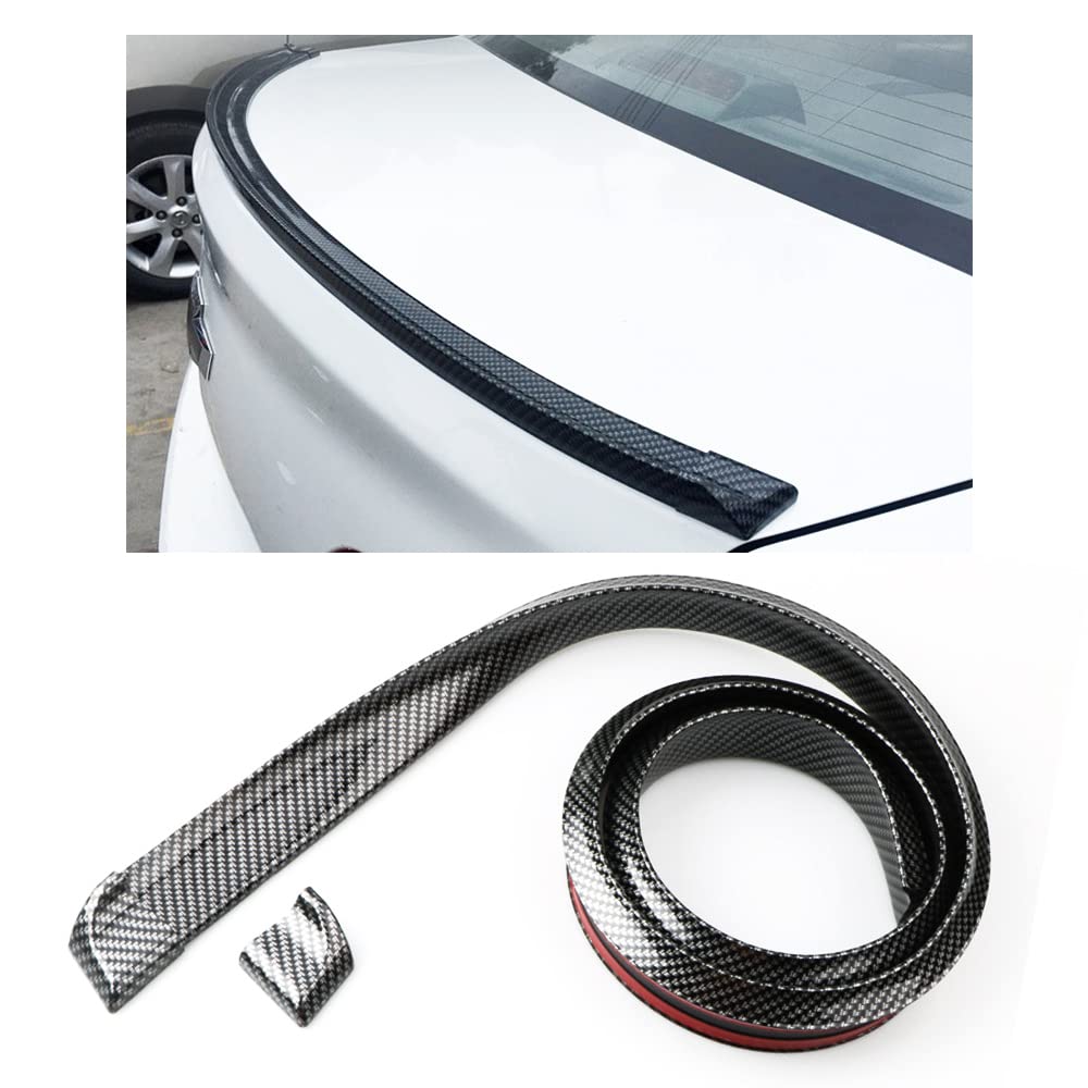 Car Trunk Spoiler Roof Lip Kit,3D Pu Rear Trunk Lip Or Roof Spoiler Sticker Bar With Carbon Fiber Pattern,Car Rear Spoiler Exter