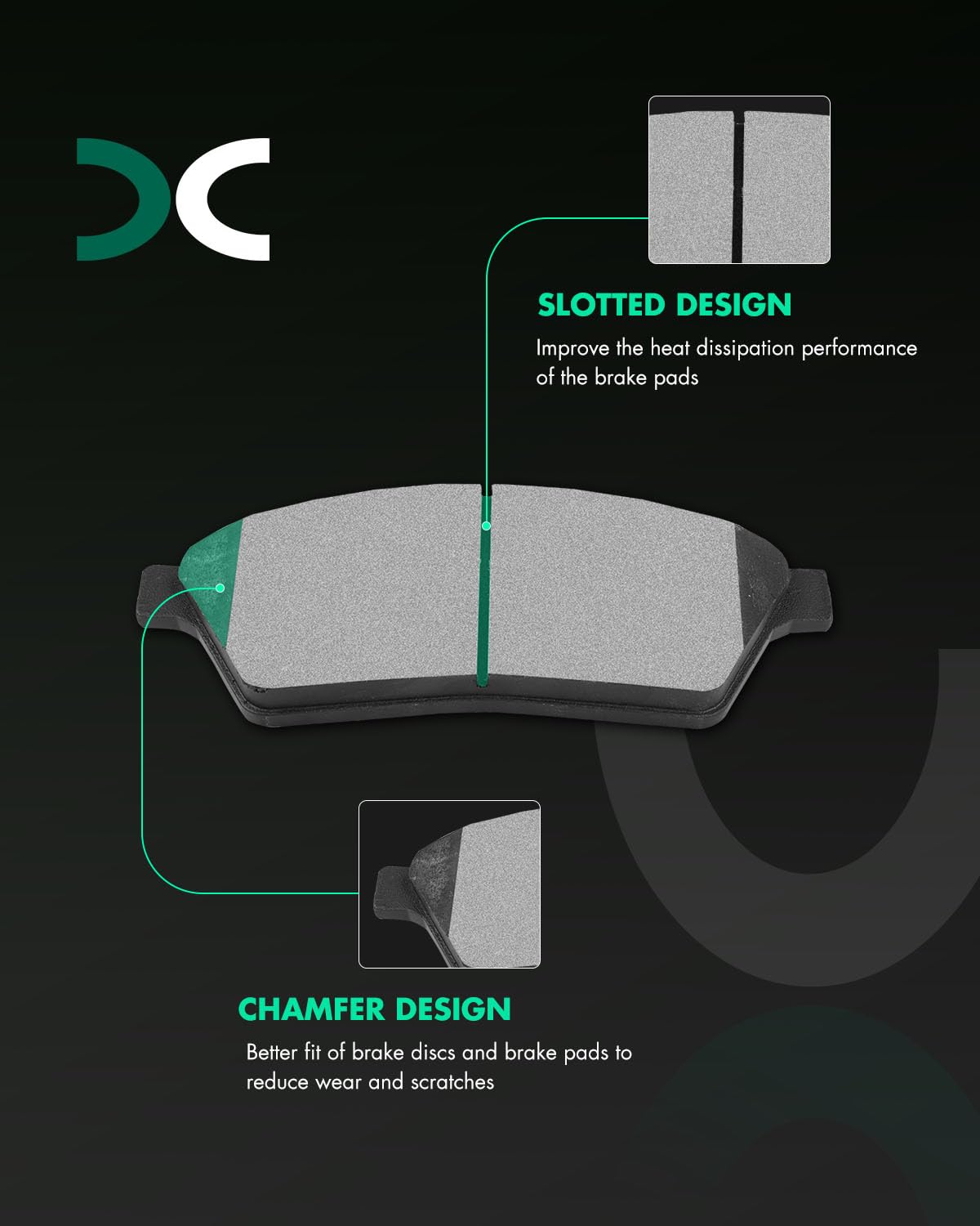 Scitoo Front Disc Brake Pad Set 4Pcs W/Hardware Fit For Cadillac For Srx 2010-2016,For Saab For 9-4X 2011