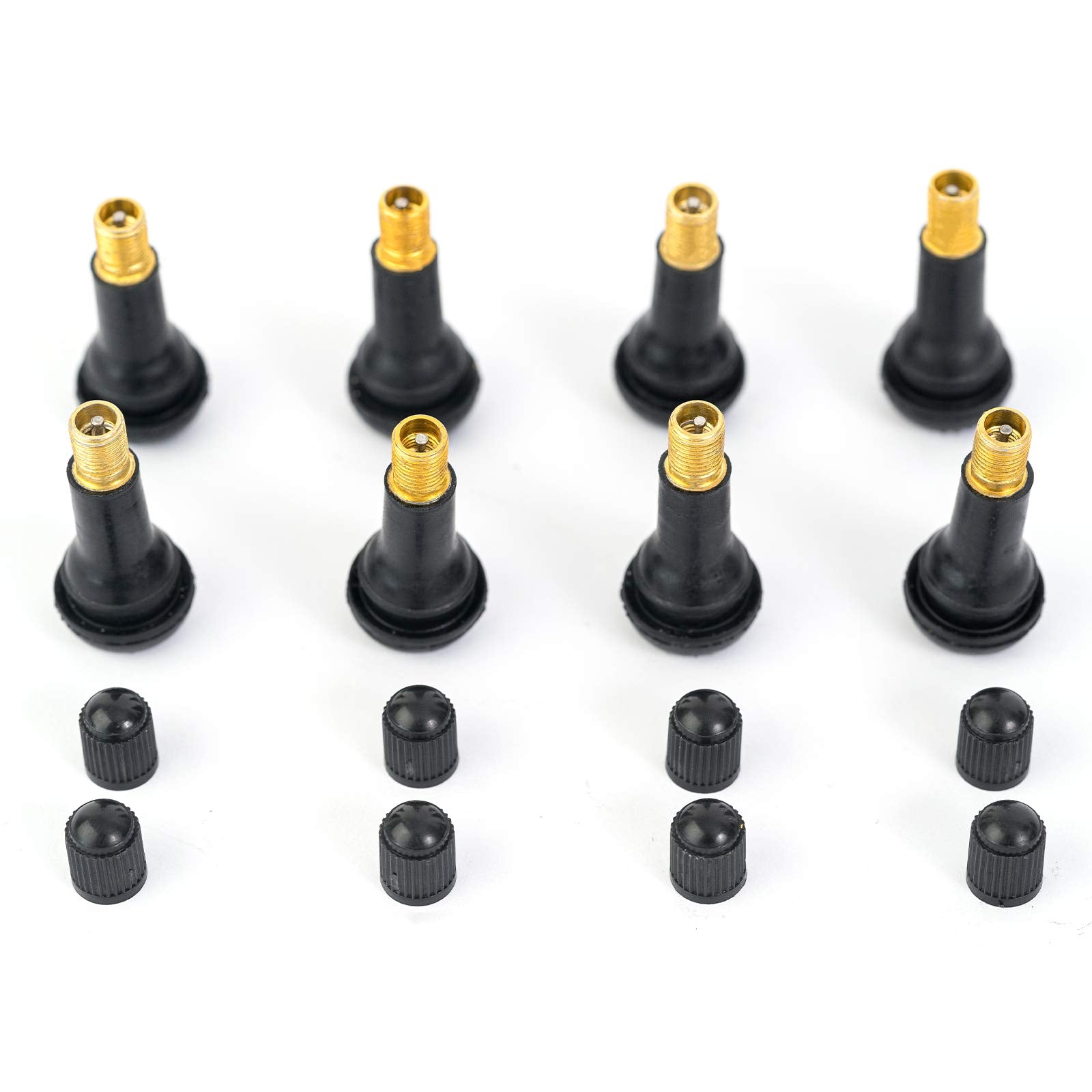 Aoerzn 8Pcs Premium Tr413 Tubeless Tire Valve Stems, Black Rubber Snap-In Tire Valve Stem, Universal For Tubeless 0.453 Inches 1