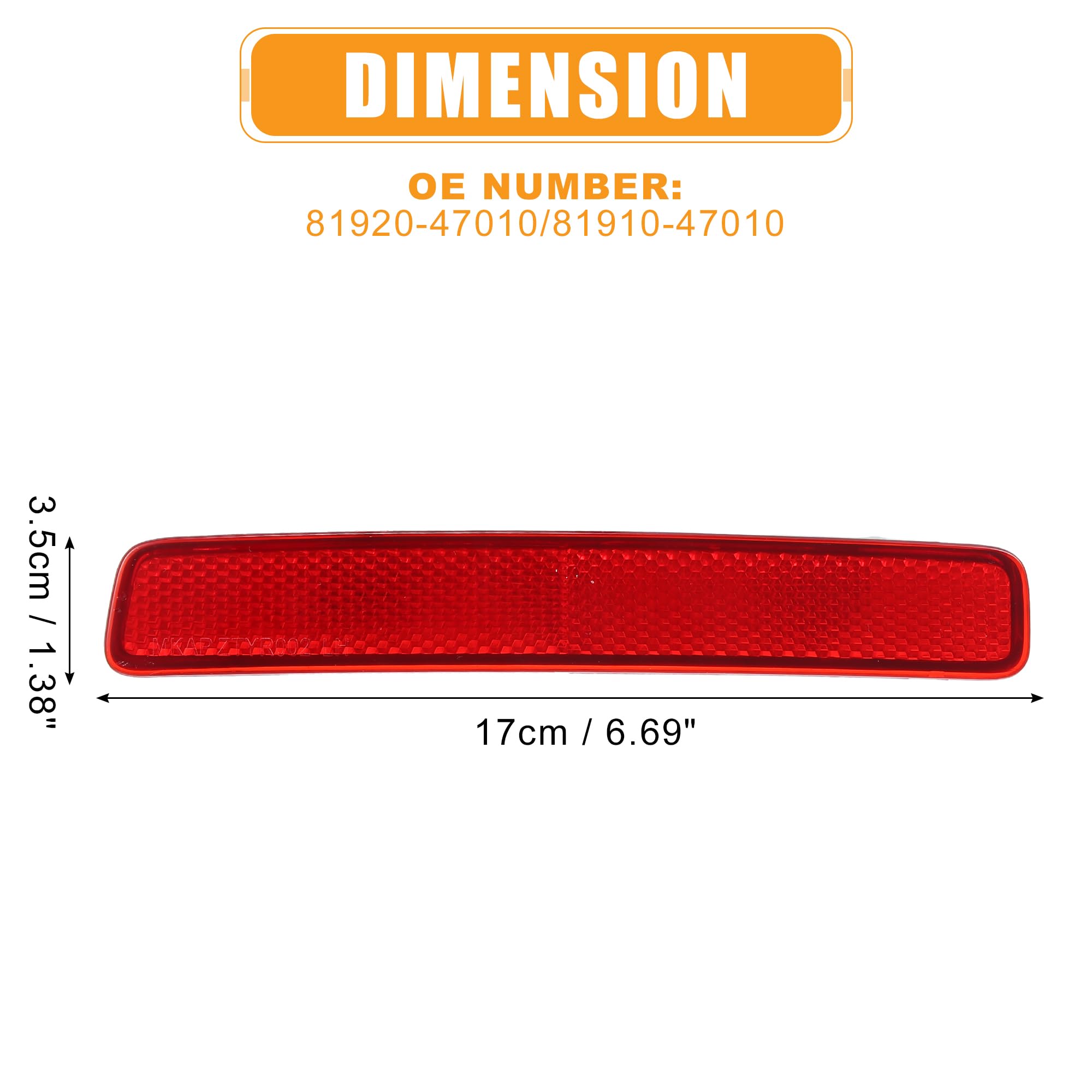 X Autohaux 1 Pair Rear Bumper Reflector Side Marker For Toyota Prius 2014-2019 Bumper Reflector Strip No.81920-47010/81910-47010