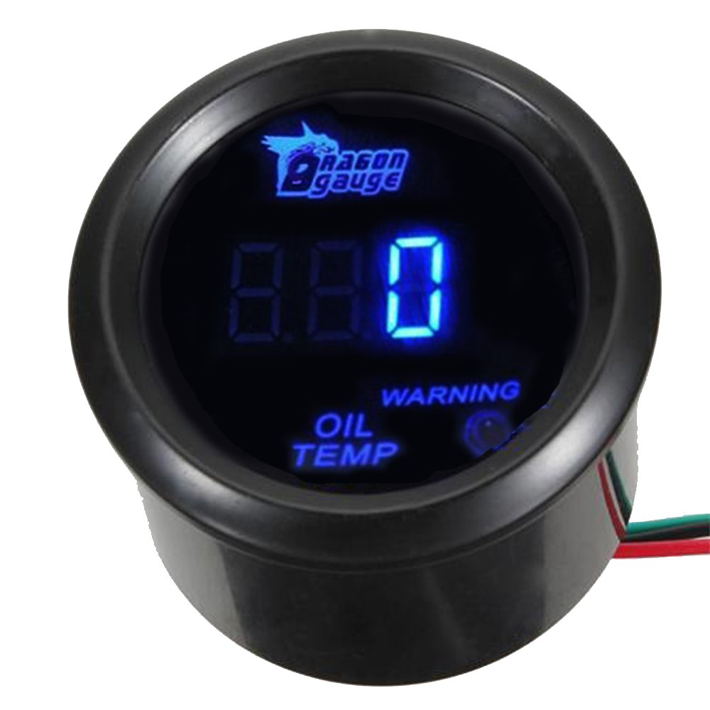 Esupport Car 2'' 52Mm Digital Oil Temp Gauge Blue Led Light Temperature Meter Automotive