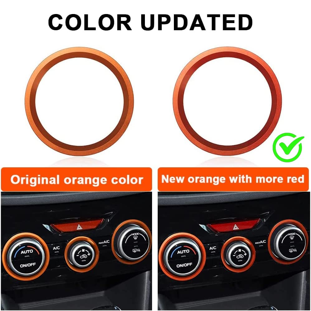 Auovo Ac Climate Control Knob Outer Ring Covers Accessories For Forester 2019-2024 Crosstrek 2018-2023 Impreza 2017-2023 Interior For Car Air Condition Switch Control Trim (Red Orange)