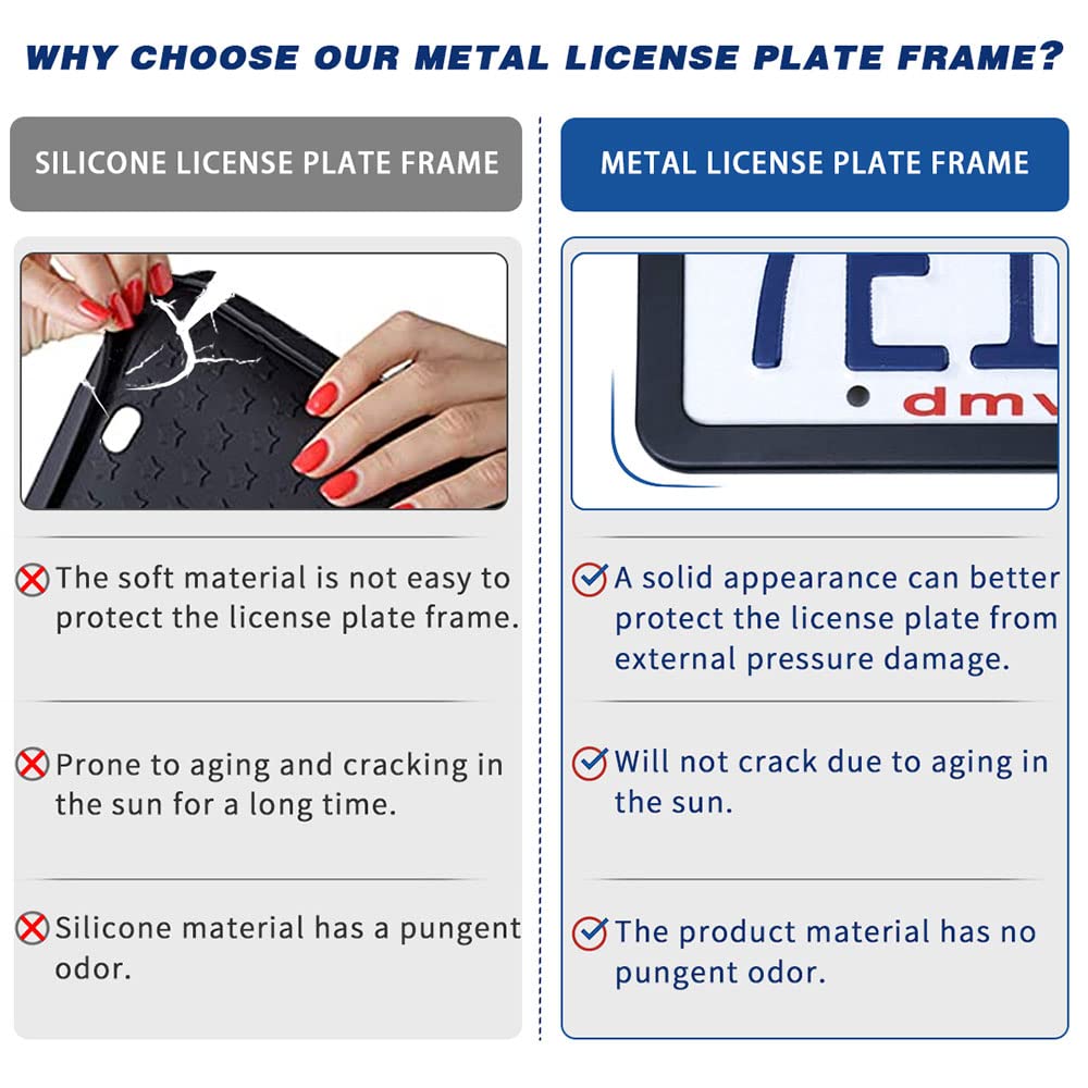 Matte License Plate Frames Aluminum Alloy License Plate Cover Holder Fits For All Dodge Universal License Plate Covers Accessori