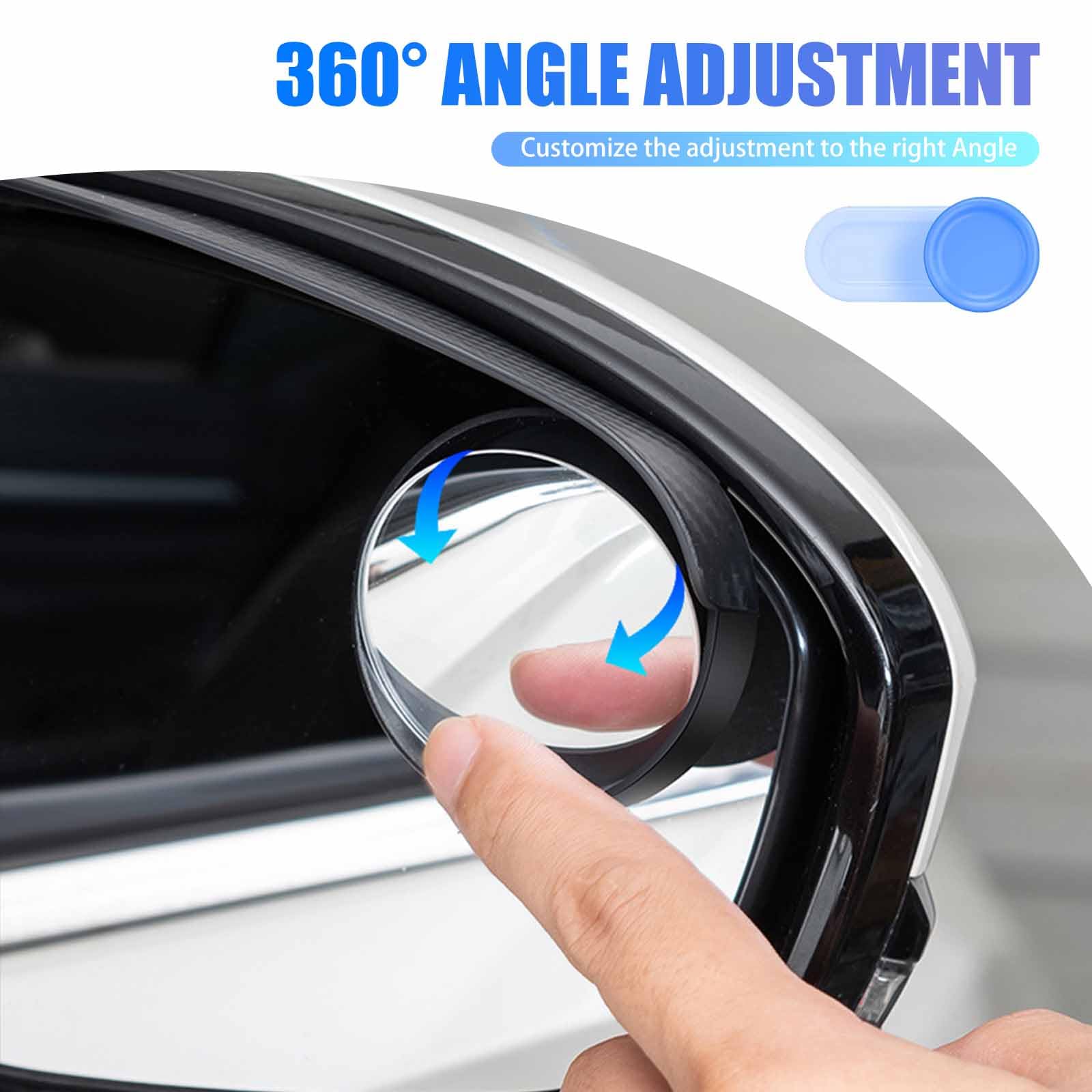 Qodolsi 2 Pcs Car Rearview Blind Spot Mirror Rain Eyebrow Integrated, 2-In-1 Carbon Fiber Rain Eyebrow Reflective Protection Shield, Adjustable Expanded View Reversing Mirror, Universal Car (Black)