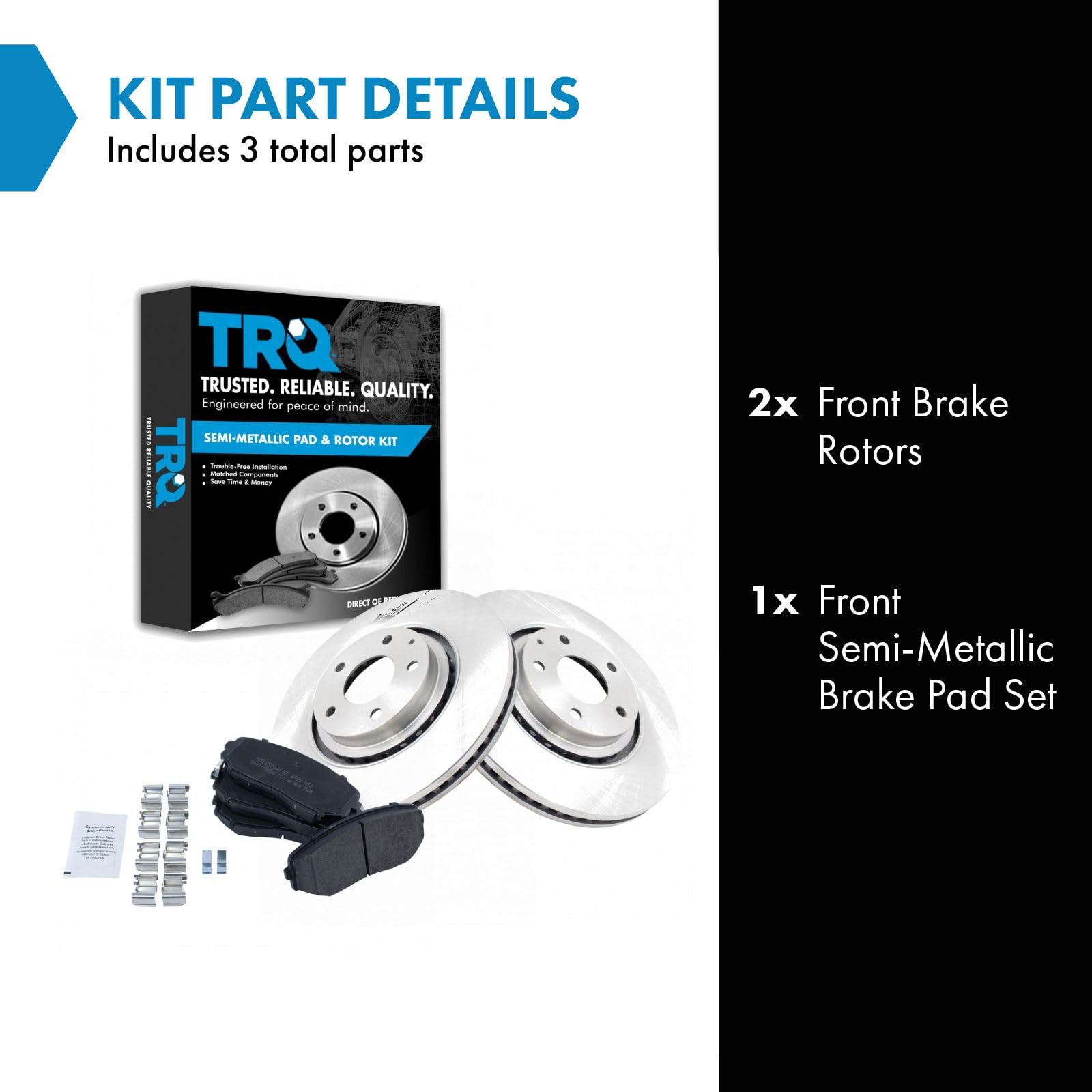 Trq Front Brake Pad & Rotor Kit Brake Pads Brake Rotor Semi-Metallic Compatible With 2019 Mazda Cx-5 2016-2018 Cx-9