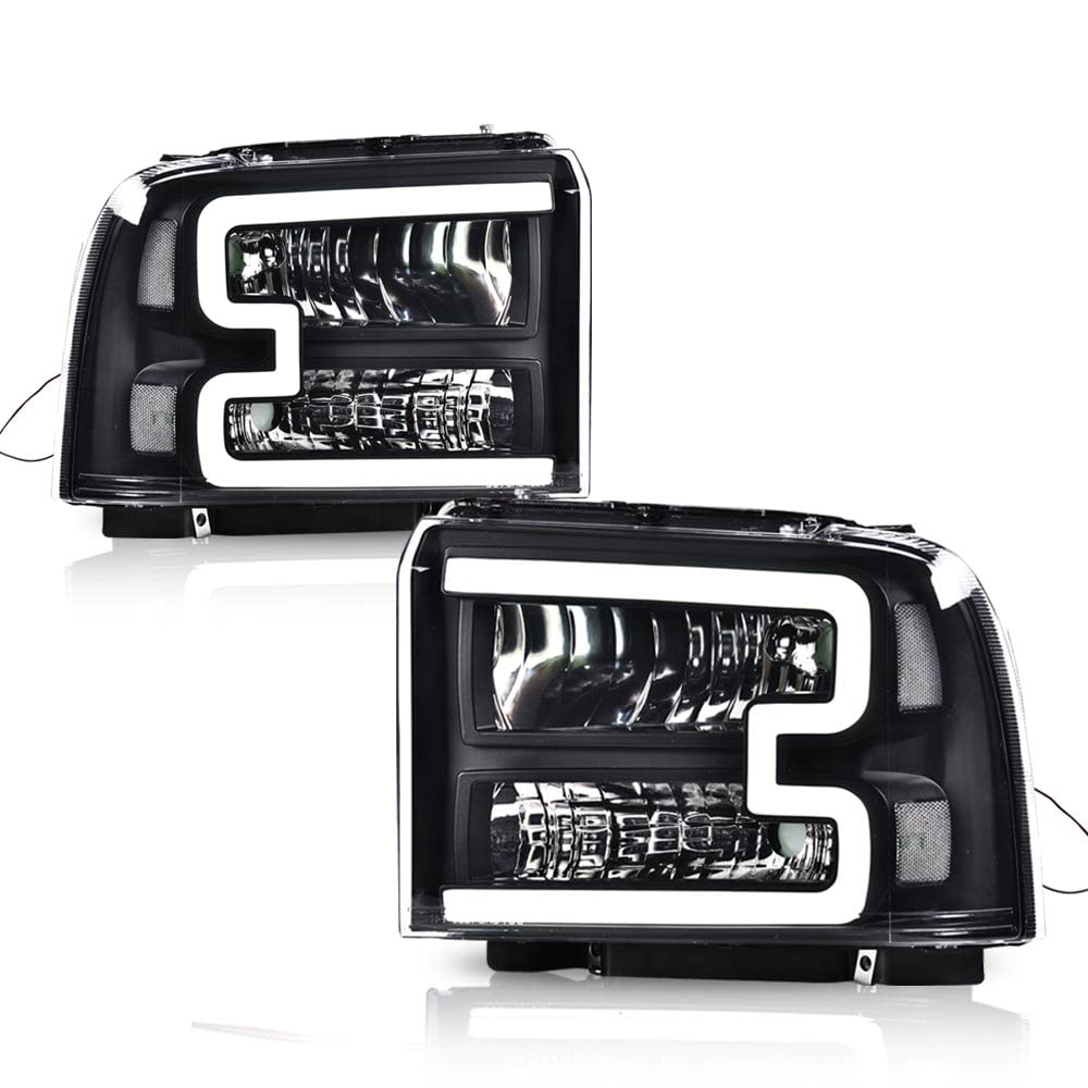 Pit66 Led Drl Headlight Assembly Compatible With 2005-2007 Ford F250 F350 F450 F550 Super Duty/ 2005 Excursion (Not Fit Sealed B