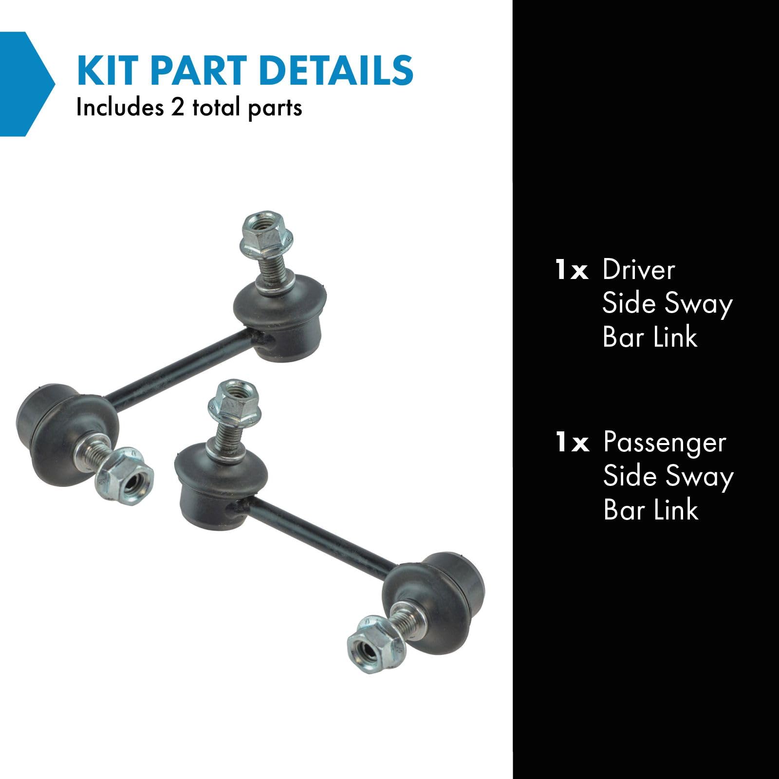 Trq Driver & Passenger Side Sway Bar Stabilizer Link Set Compatible With 1993-1997 Ford Probe 2007-2012 Mazda Cx-7 2006-2014 Mx-