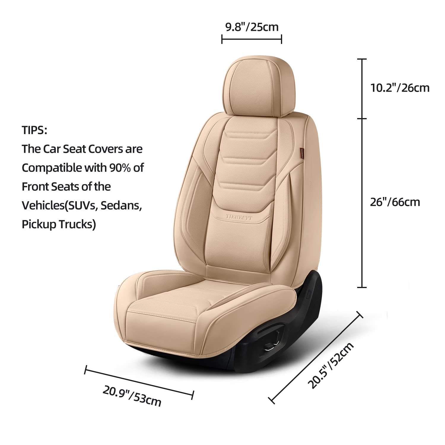 Tiehesyt Car Seat Covers Full Set, Breathable Leather Automotive Front And Rear Seat Covers, Car Seat Protectors Full Set, Compa
