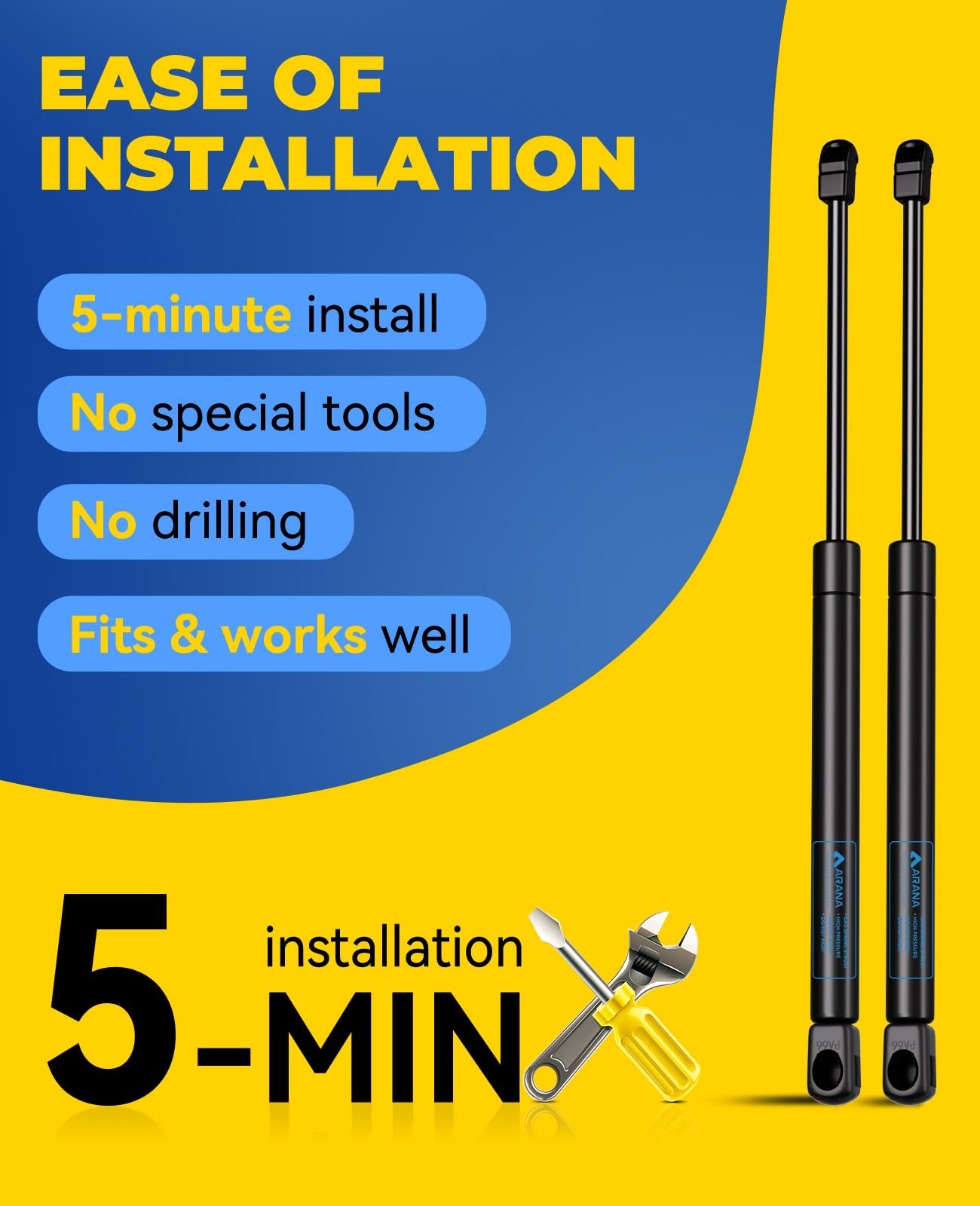 Arana C16-23873A Gas Struts 15 Inch 40Lb Shocks 15'' 40 Pound Gas Spring Lift Support For Leer Camper Shell A.R.E Truck Cap Wind