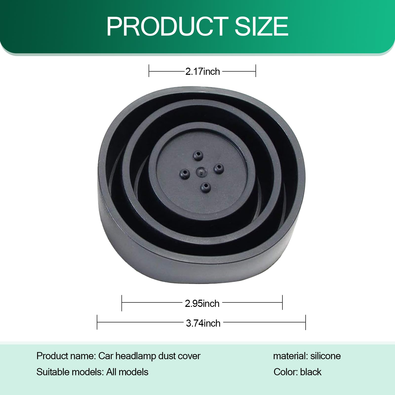 Fluher 2 Pcs Car Forward Light Dust Cover, 2.16-3.74'' Silicone Waterproof Sealing Extension Cover, Car Bulb Housing Cap With Th