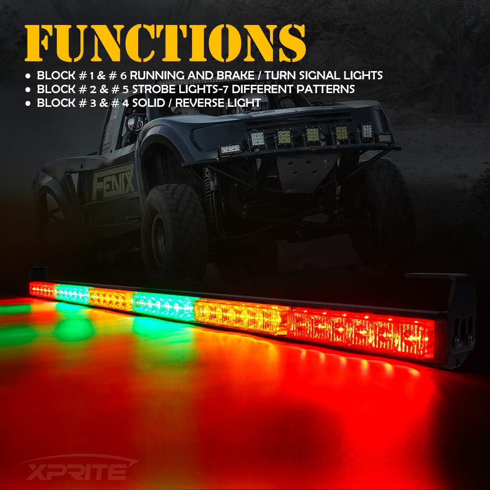Xprite 36'' Offroad Rear Chase Led Strobe Light Bar, All In One W/Turn Signal Brake Reverse Lightbar For Can-Am, Atv, Utv, Yamah