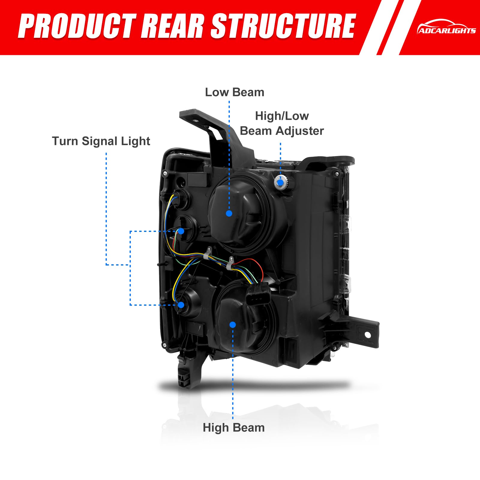 Adcarlights For 2014 2015 Chevy Silverado 1500 Headlight Assembly Chrome Housing With Amber Reflector Left And Right Pair