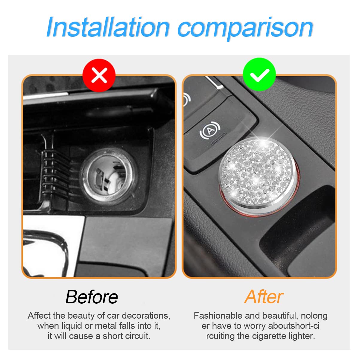 Bling Car Cigarette Lighter Plug Cover, Dustproof Cigarette Lighter Cover for Car Universal for Most Cars, Boat, RV, Car Accesso