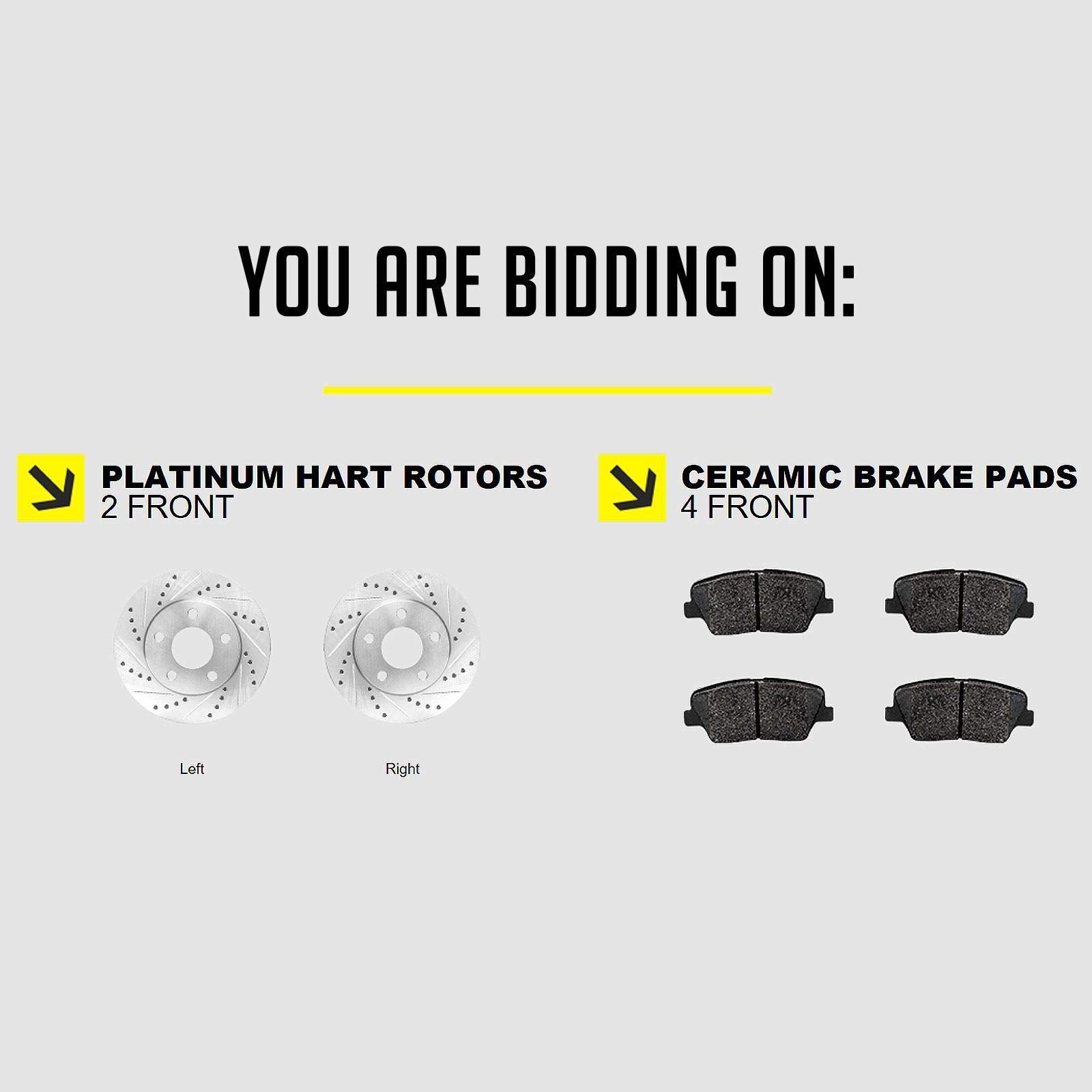Hart Brakes Front Brakes And Rotors Kit |Front Brake Pads| Brake Rotors And Pads| Ceramic Brake Pads And Rotors |Fits 2006-2014