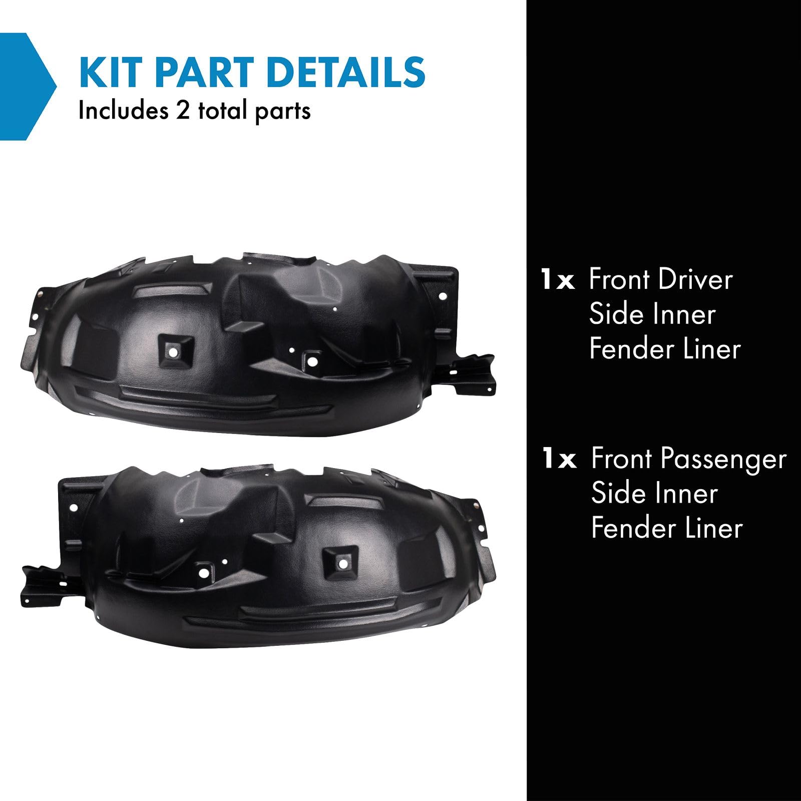 Trq Front Inner Fender Liner Set Compatible With 1998-2006 Ford Ranger Fo1248109 Fo1249109