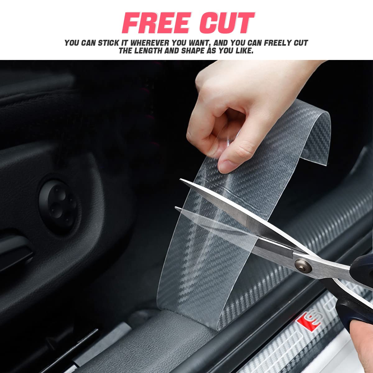 Car Door Edge Guards, Clear Invisible Carbon Fiber Auto Door Sill Protector, Anti-Collision Transparent Adhesive Strip Film, Diy