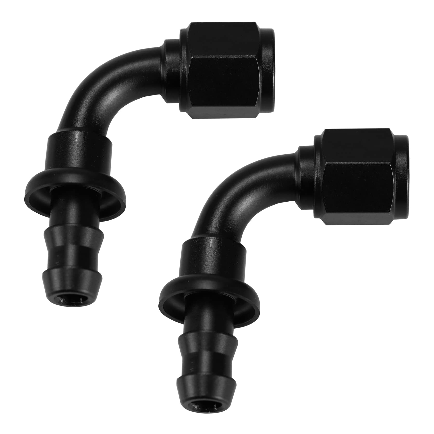 Ucreative 6AN 90 Degree Push Lock Hose Fitting End Black 2PCS
