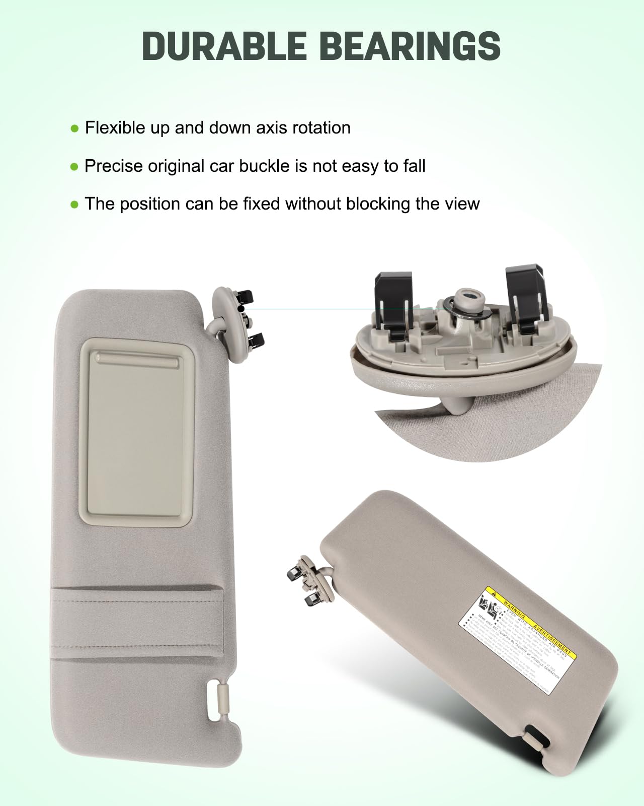 Scitoo Beige Left Driver Side Interior Sun Visor Fit For Toyota Camry 2006-2011 Without Sunroof (Oe:74320-06780-E0,04002-30506-B