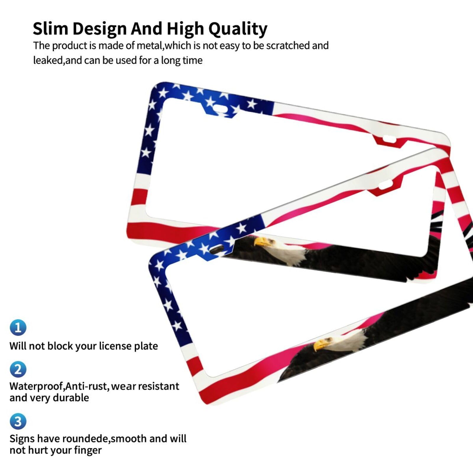 American Flag License Plate Frame American Flag License Plate Holder American Flag Eagle License Plate Frame Covers US Car Tag F