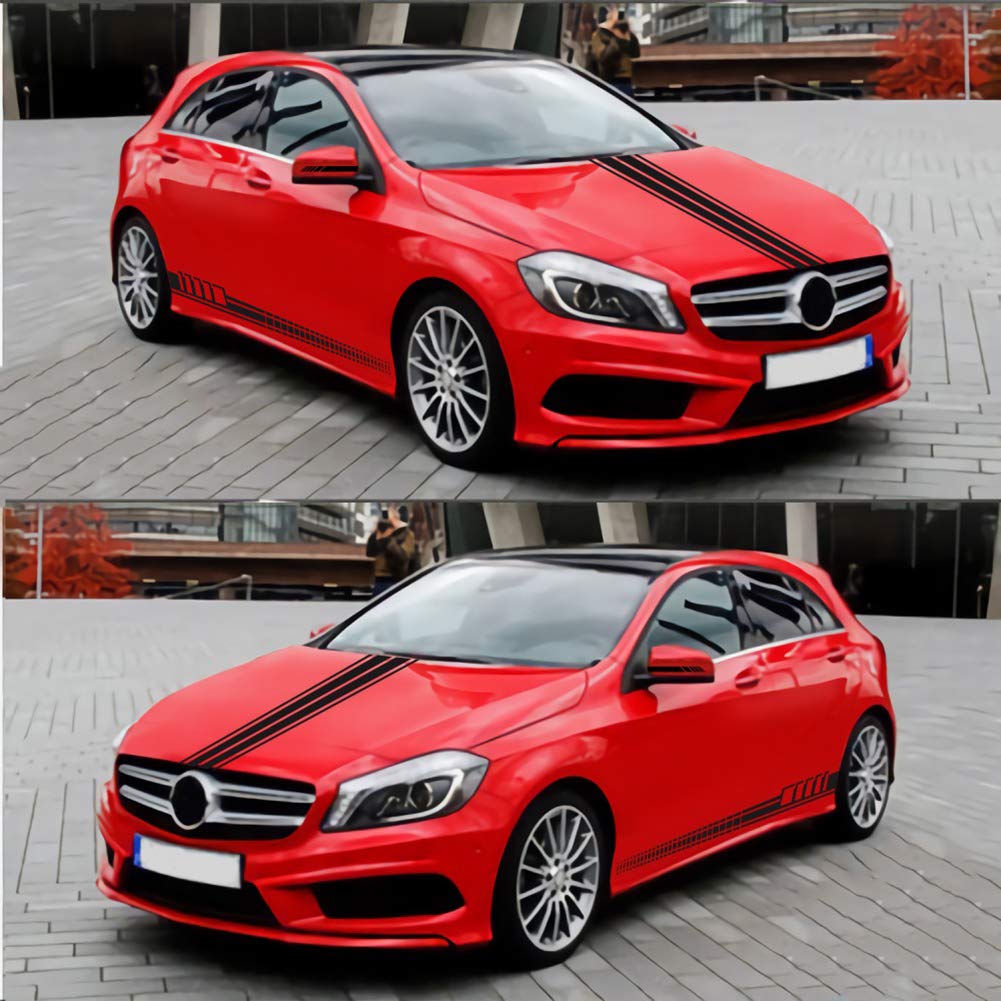 Fadzeco 5 Pieces Vinyl Car Side Sticker Long Stripe Auto Body Racing Sports Decals Universal Car Truck Diy Decal Stripe Vinyl Stickers Decoration