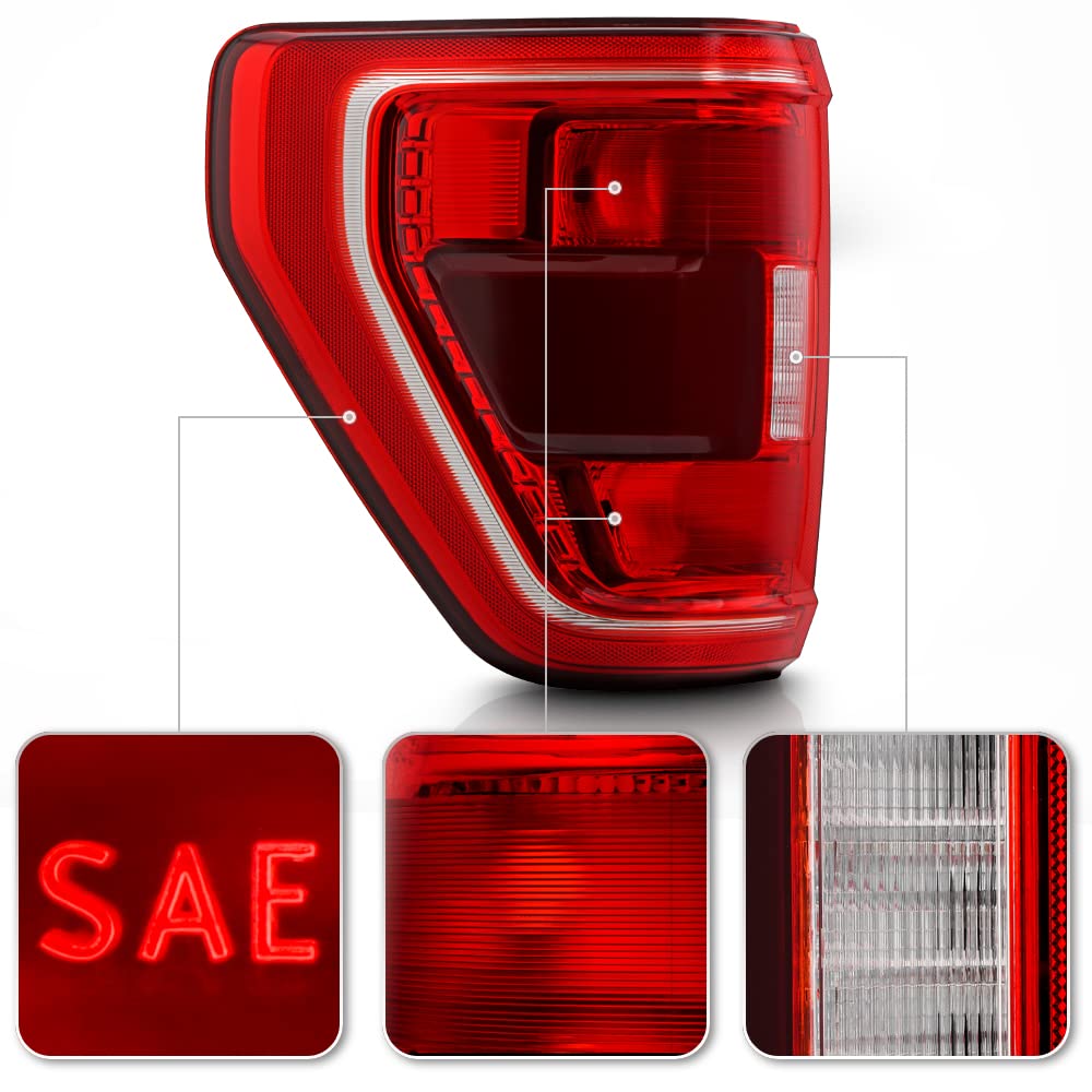 Acanii - For [Incandescent W/Blind Spot] 2021 2022 2023 Ford F150 Pickup Truck Oe Tail Light Brake Lamp Left Driver Side