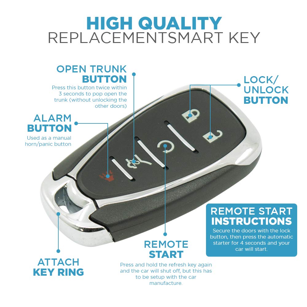 Keyless2Go Replacement For 5 Button Proximity Smart Key Chevrolet Equinox Hyq4Aa 13584498