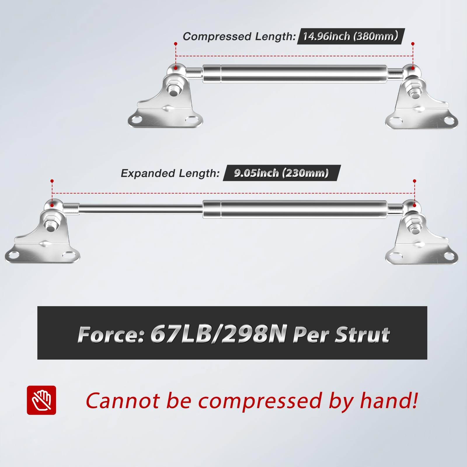 Vepagoo 15 Inch 67Lb/300N Stainless Steel Gas Struts Shock For Boat Hatch, Marine Spring Prop Lift Support With Brackets For Rv