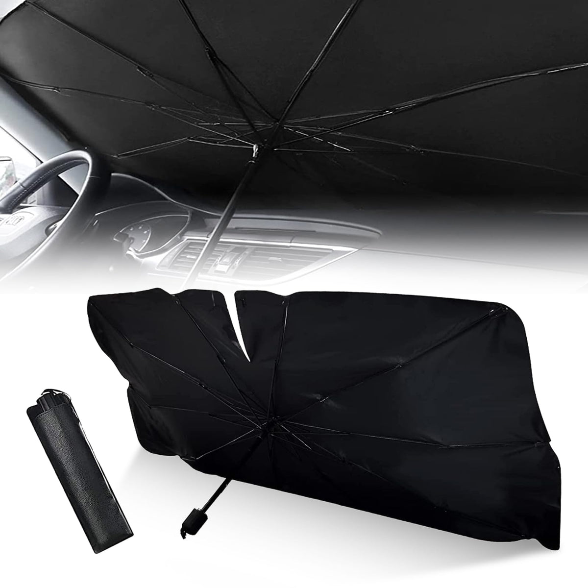 GKmow 1 PC Windshield Sun Shade for Car, Foldable Reflective Sunshade for Front Window Protect Vehicle from UV Sun and Heat, Kee