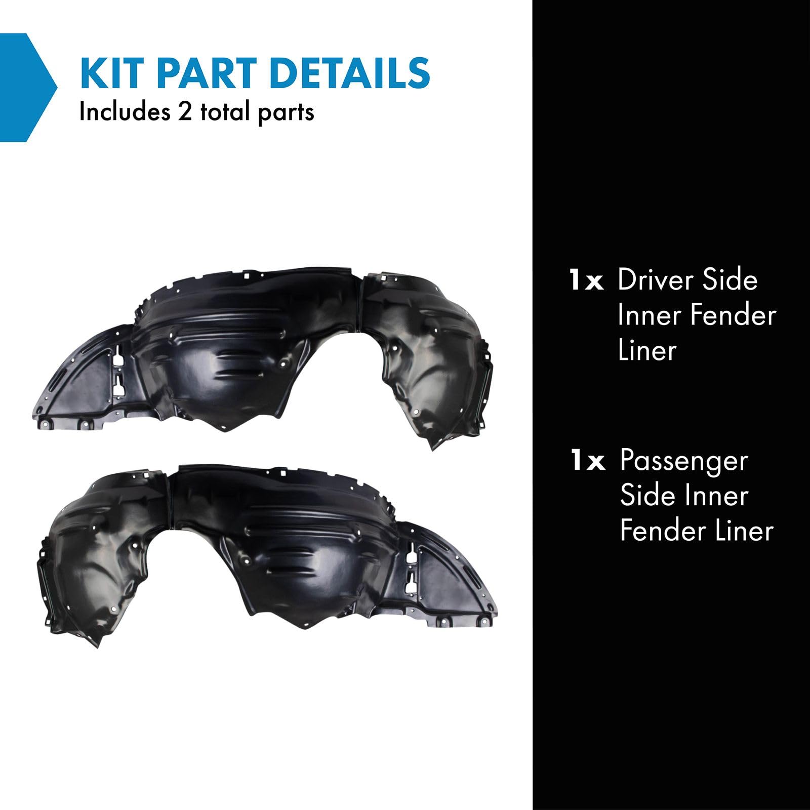 Trq Inner Fender Liner Set Compatible With 2017-2021 Mazda Cx-5 Ma1248149 Ma1249149