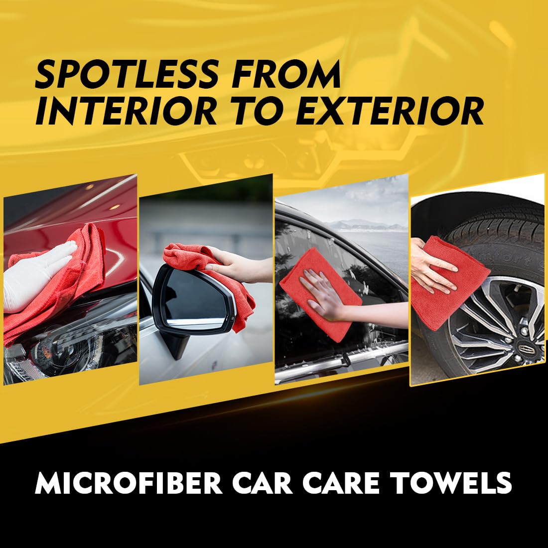 Homexcel Red Microfiber Cleaning Cloth 50 Pack, 12.5 X 12.5 Inch Microfiber Towels For Cars, Ultra Absorbent Car Washing Cloth,