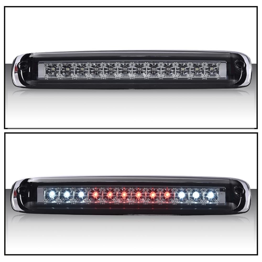 Cheda Third 3Rd Brake Light Compatible With Chevy Silverado/Gmc Sierra 1999-2006, 2007 Classic Smoky Lens Chrome Housing Led Bar