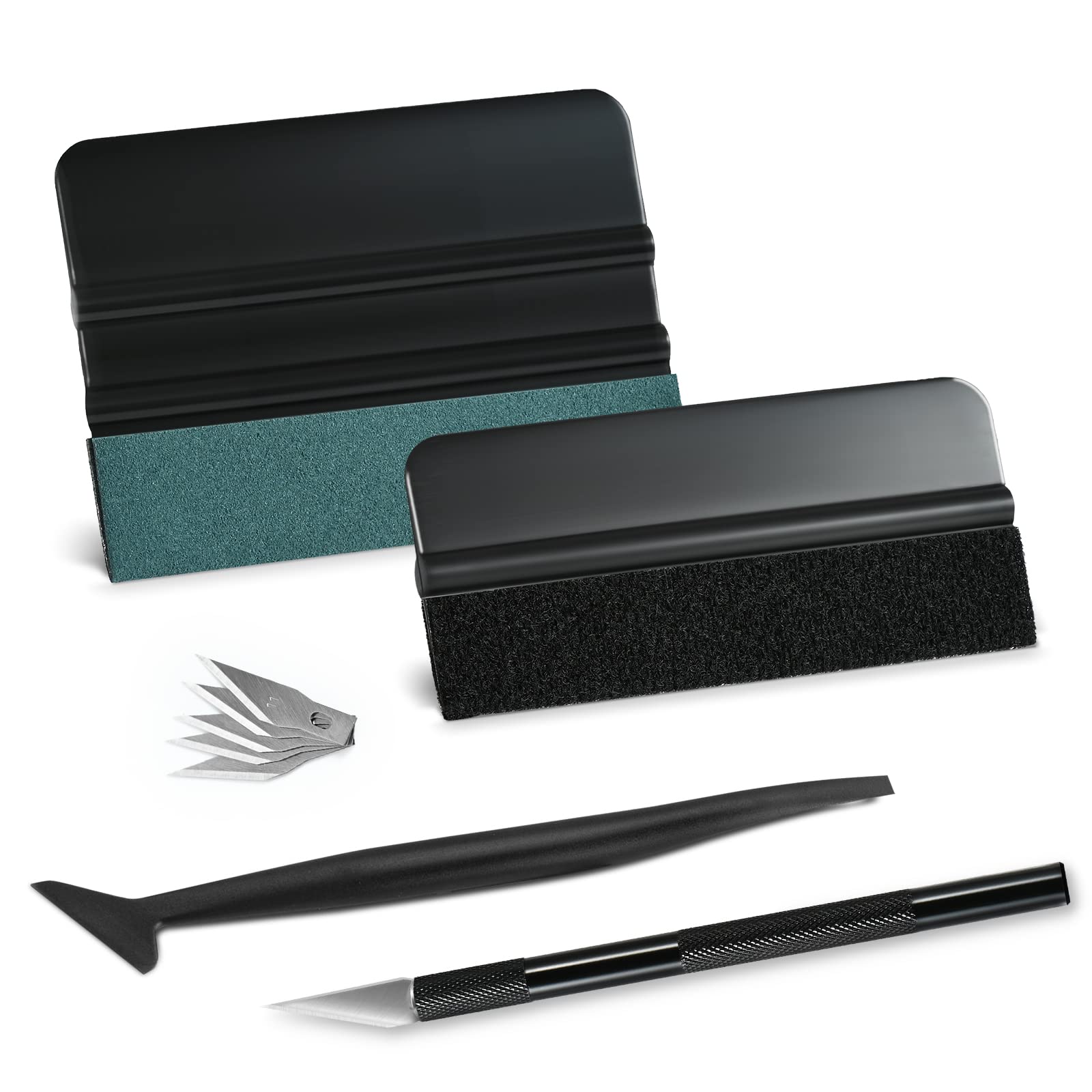 Newishtool Car Window Tint Installation Kit - Vinyl Wrap Tools With Felt Squeegee, Micro Squeegee, Razor Blade Knife