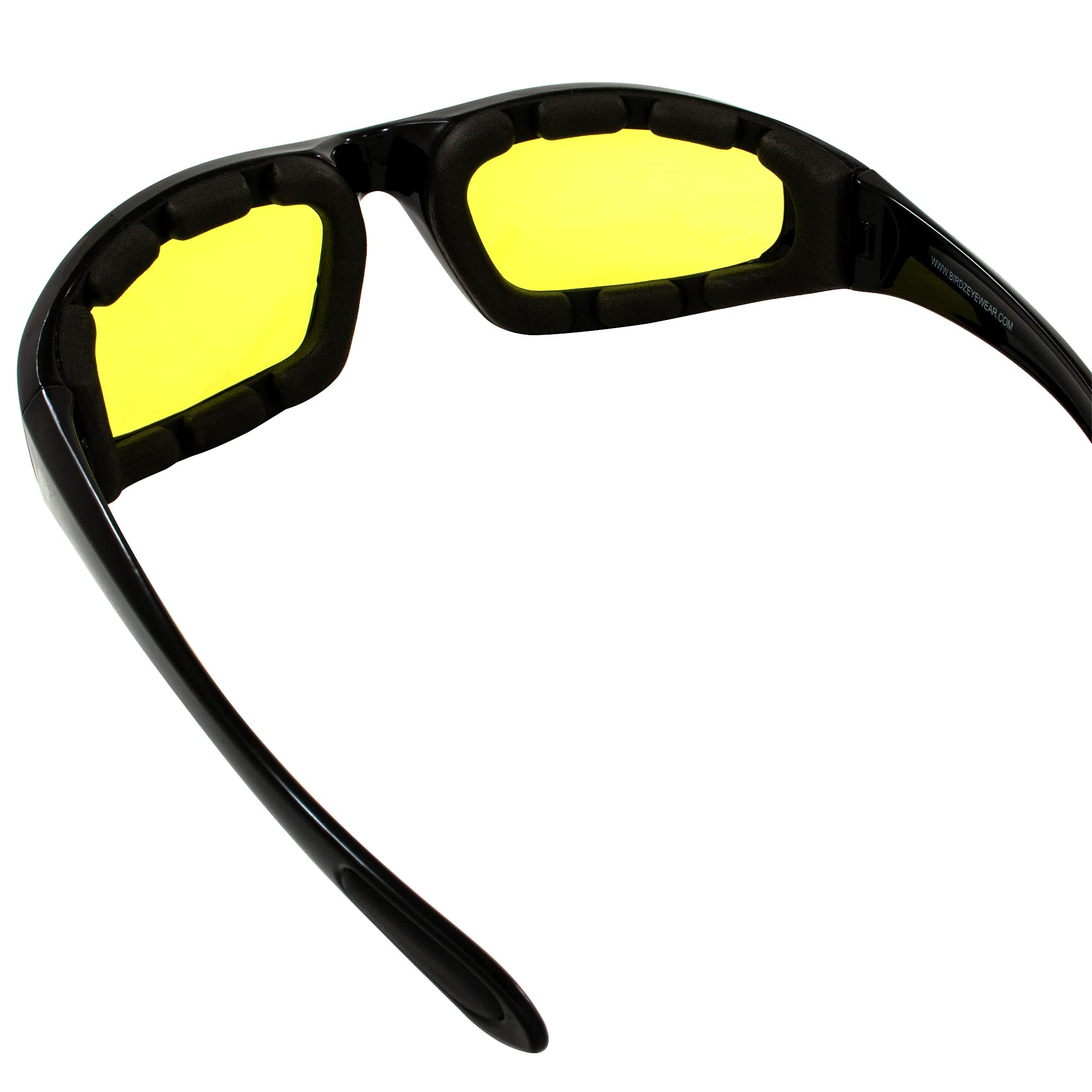 Birdz Eyewear Oriole Padded Motorcycle Glasses (Black Frame/Yellow Lens)