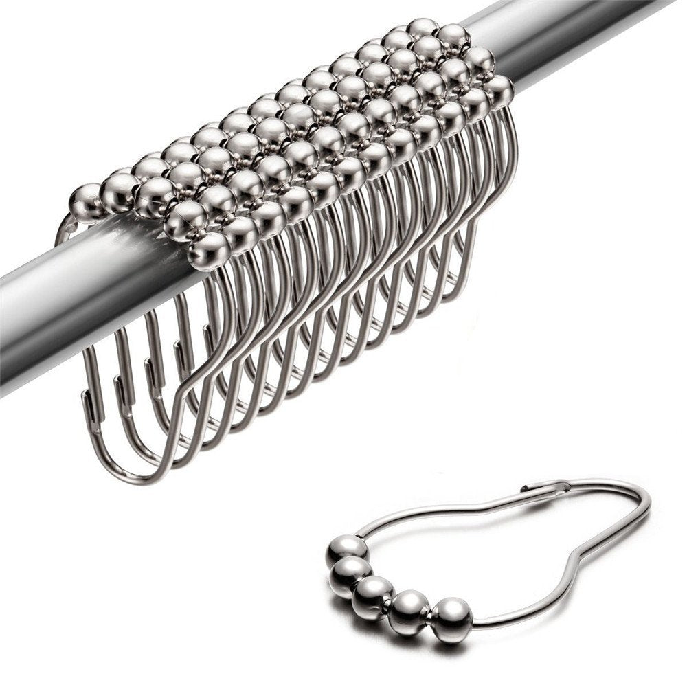 Uigos Shower Curtain Rings For Bathroom - Stainless Steel, Set Of 12, Chrome
