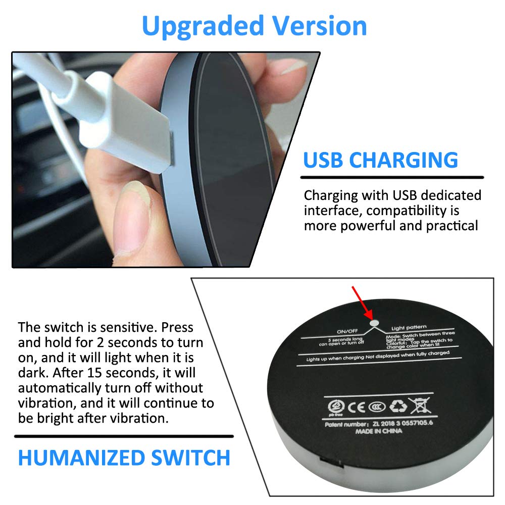 ACODABLEM 2 Pack LED Cup Holder Lights, Dog Paw Car Coaster with 7 Colors Changing USB Charging Mat, Luminescent Cup Pad Interio