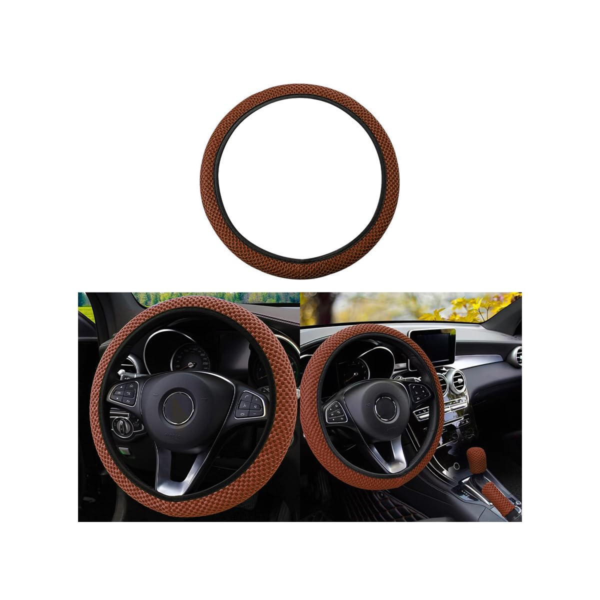 Elastic Stretch Steering Wheel Cover, Universal 15 Inch Car Steering Wheel Cover, Microfiber Breathable Ice Silk, Anti-Slip, Odo
