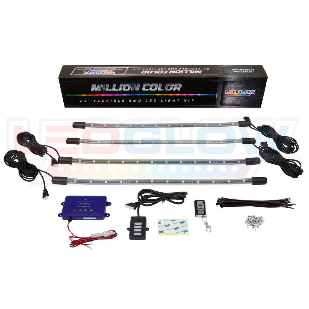 LEDGlow 4pc Multi-Color LED Golf Cart Underglow Lighting Kit - Water Resistant Flexible Tubes for EZGO, Yamaha, Club Car