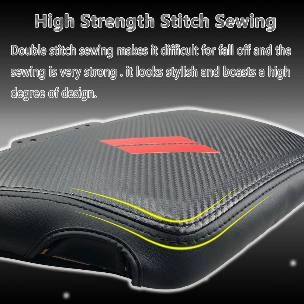 Cebat Center Console Armrest Box Cover Anti-Scratch Leather Auto Central Armrest Protector Pad Interior Decoration Accessories Fit For Dodge Challenger 2015-2023(Carbon Fiber)